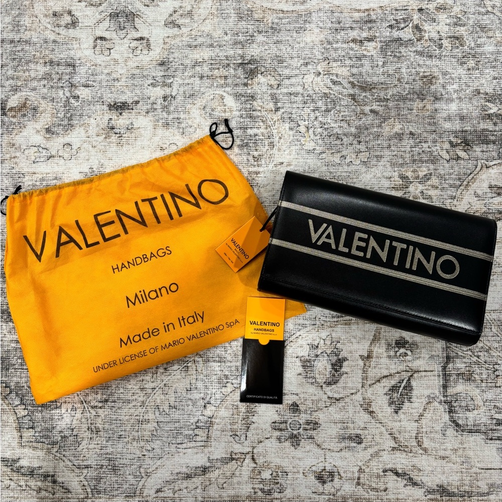 NEW Valentino Lena Lavoro Black Clutch with Dust Bag